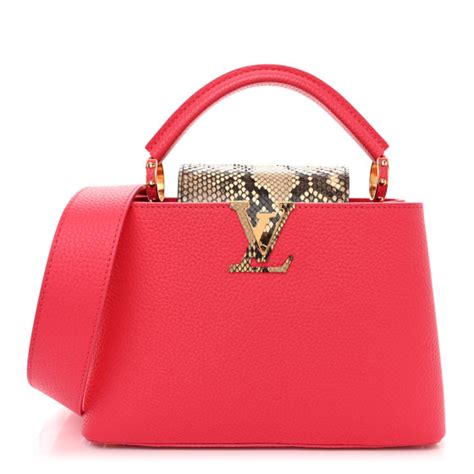 LOUIS VUITTON Taurillon Snakeskin Capucines BB Rose 